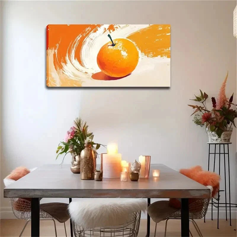 Orange A Bright Light Beige Wall Art Canvas Office Home Room Framed 120x60cm