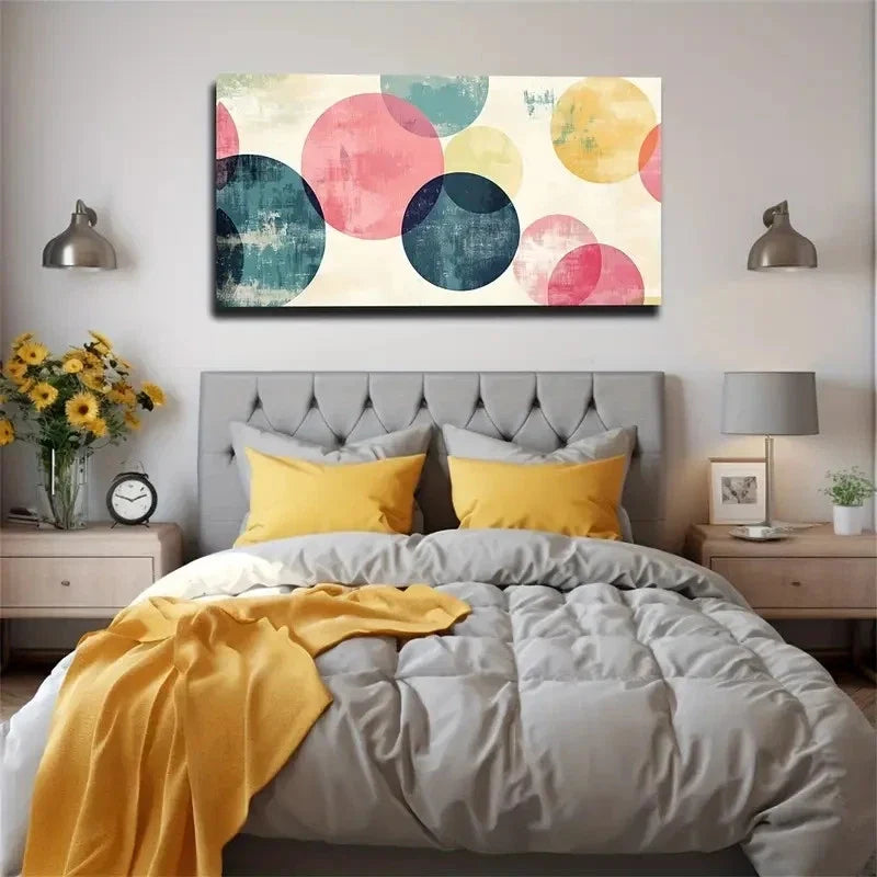 Abstract Circle Vibrant Décor Wall Art Canvas Office Home Room Framed 120x60cm