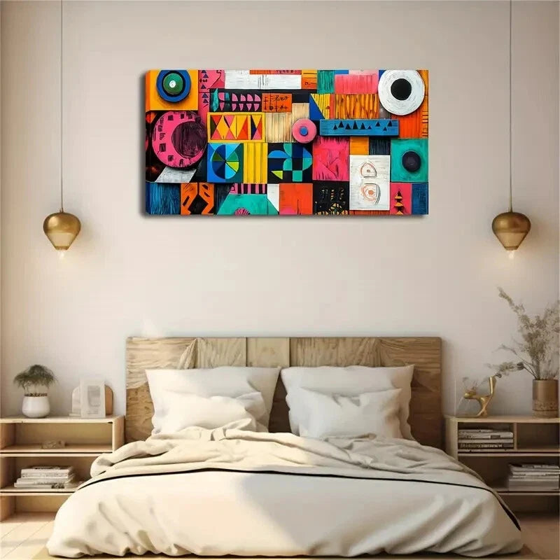 Abstract Geometric Shapes Wall Art Canvas Office Home Room Framed 120x60cm