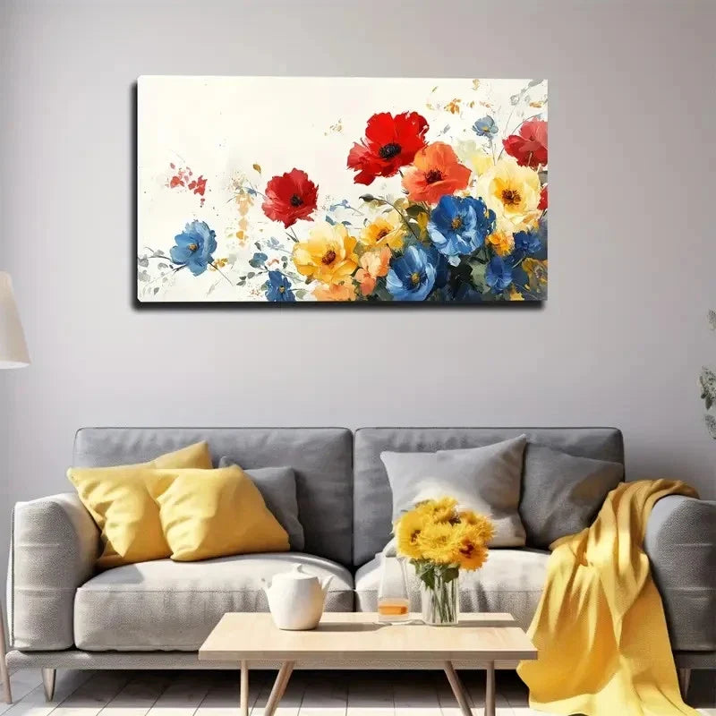 Simple Flower Shapes Creative Wall Art Canvas Office Home Room Framed 80x45cm