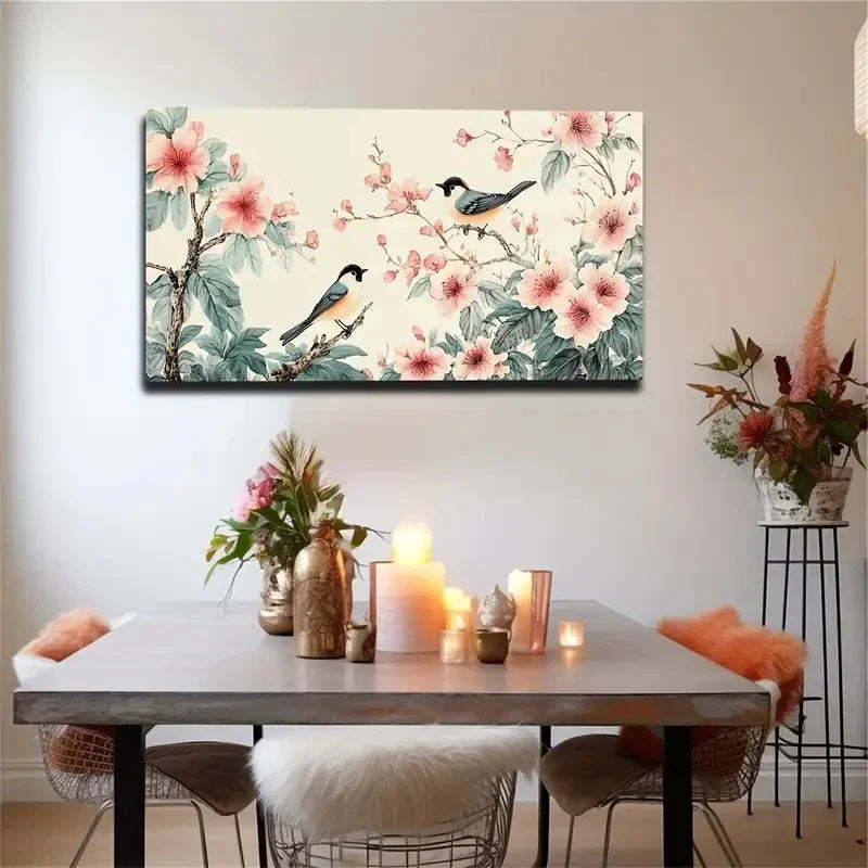 Minimalist Modern Two Birds Wall Art canvas office home room framed 120x60cm