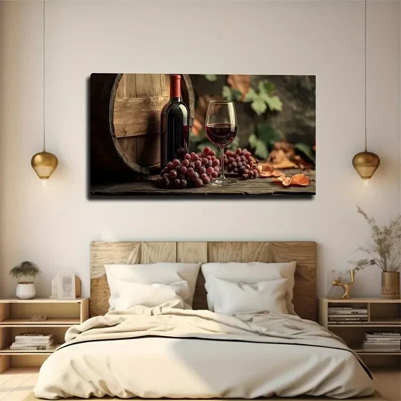 Featuring a Bottle of Red Wine Wall Art Canvas Office Home Room Framed 120x60cm