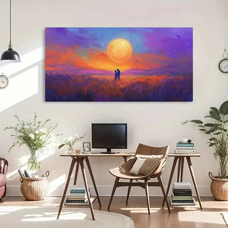 Sunlit Forest Purple Romantic Wall Art Canvas Office Home Room Framed 120x60cm