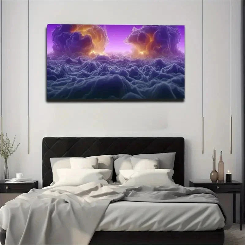 Cloud And Mists Emitting Yellow Wall Art Canvas Office Home Room Framed 80x45cm