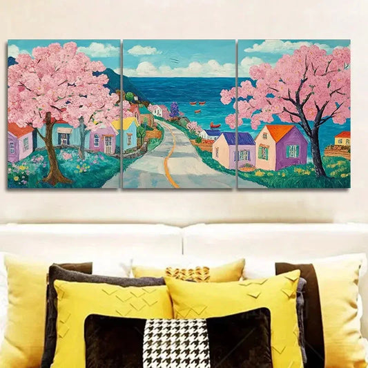 3pcs Cherry Blossom Serene Triptych, Metal Print Ready to Hang Art