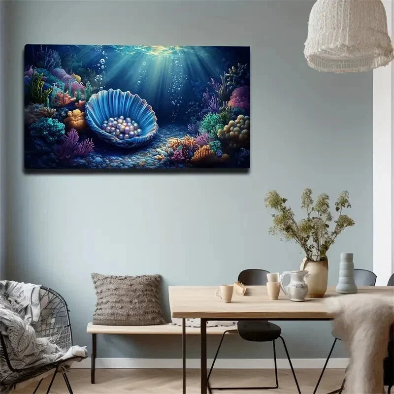 Vibrant Underwater Scene Color Wall Art Canvas Office Home Room Framed 120x60cm