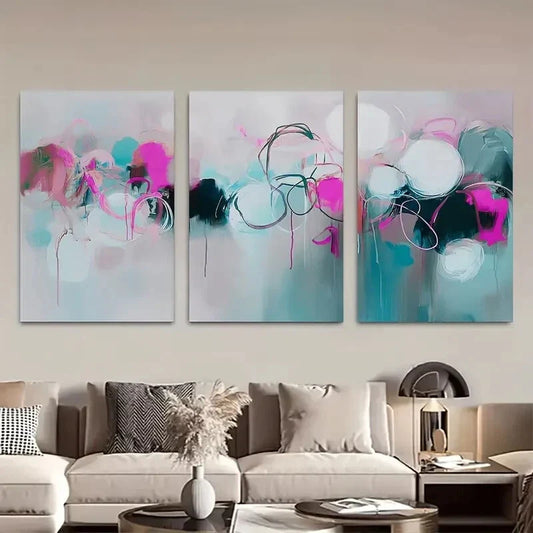 3pcs Abstract Minimalist Abstract Colorful Metal Print Ready to Hang Art
