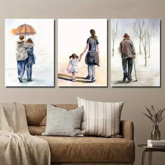 3pcs Couple Love Mother and Daughter Old People Metal Print Ready to Hang Art