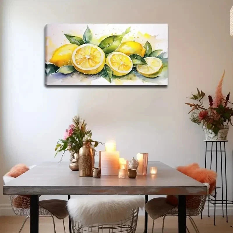Lemon Deco Classic Minimalist Wall Art Canvas Office Home Room Framed 120x60cm