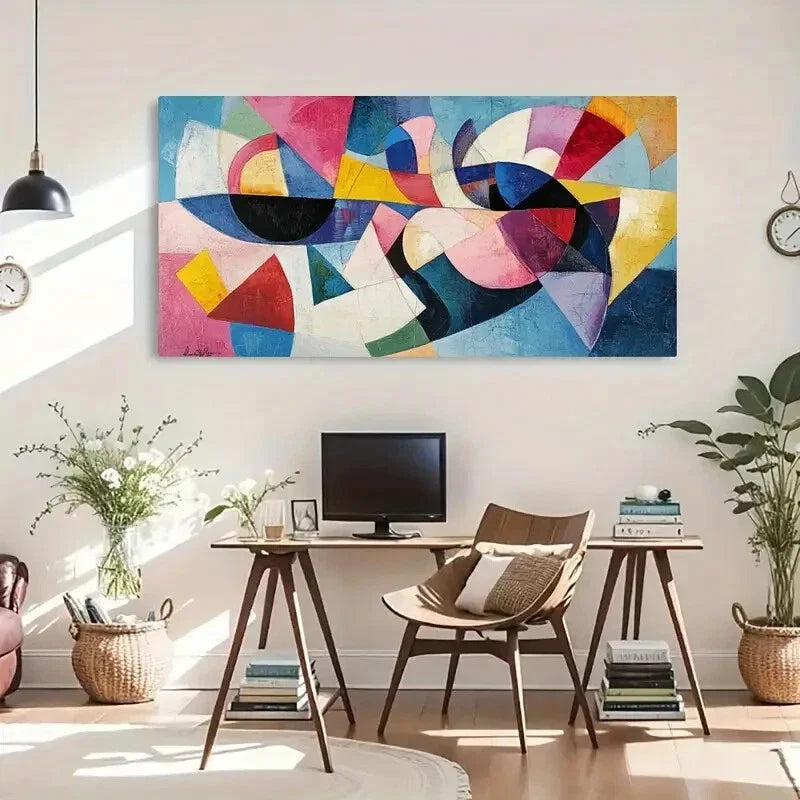 Abstract Geometric Colorful Wall Art Canvas Office Home Room Framed 120x60cm