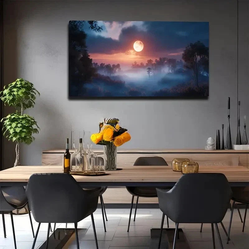 Modern Minimalist Foggy Forest Wall Art canvas office home room framed 120x60cm