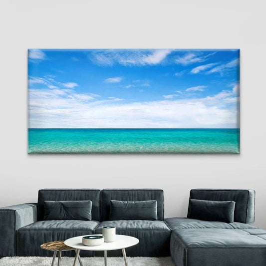 Tropical Beach View Wall Art Canvas Office Home Room Framed 80x45cm