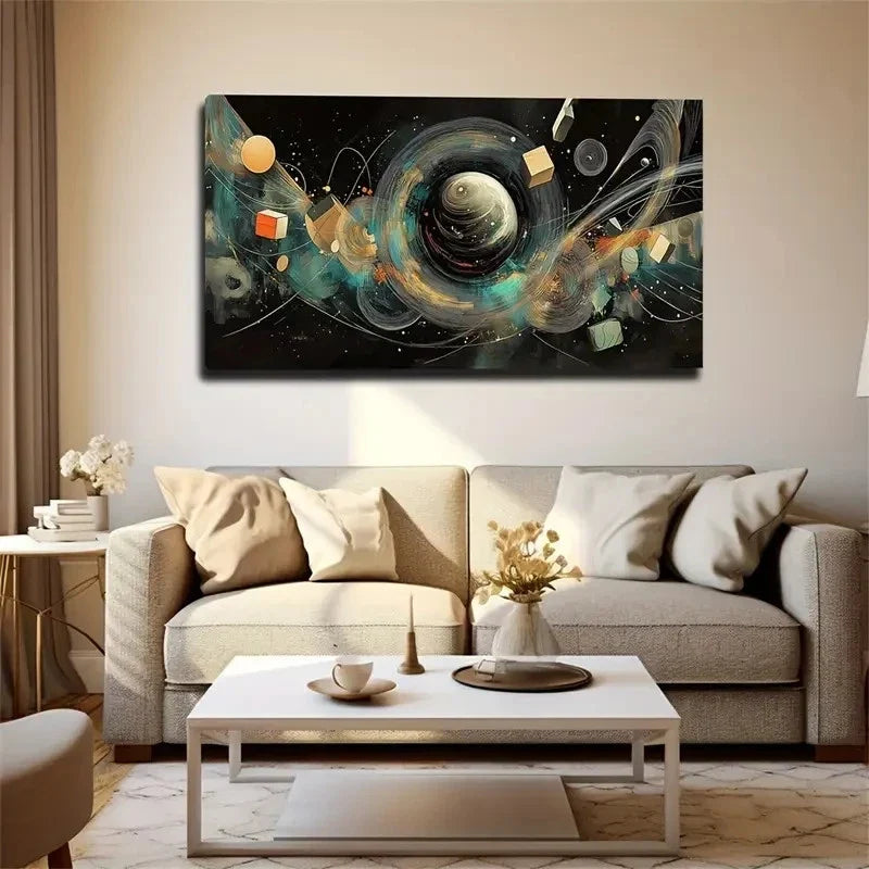 Meandering Lines Modern Wall Art Canvas Office Home Room Framed 120x60cm