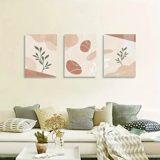 3pcs Nordic Creme Pattern Modern Metal Print Ready to Hang Art