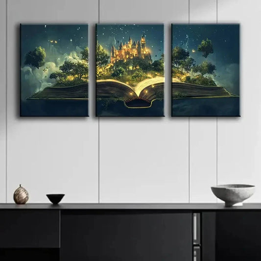 3pcs Enchanted Fairy & Fantasy City Metal Print Ready to Hang Art