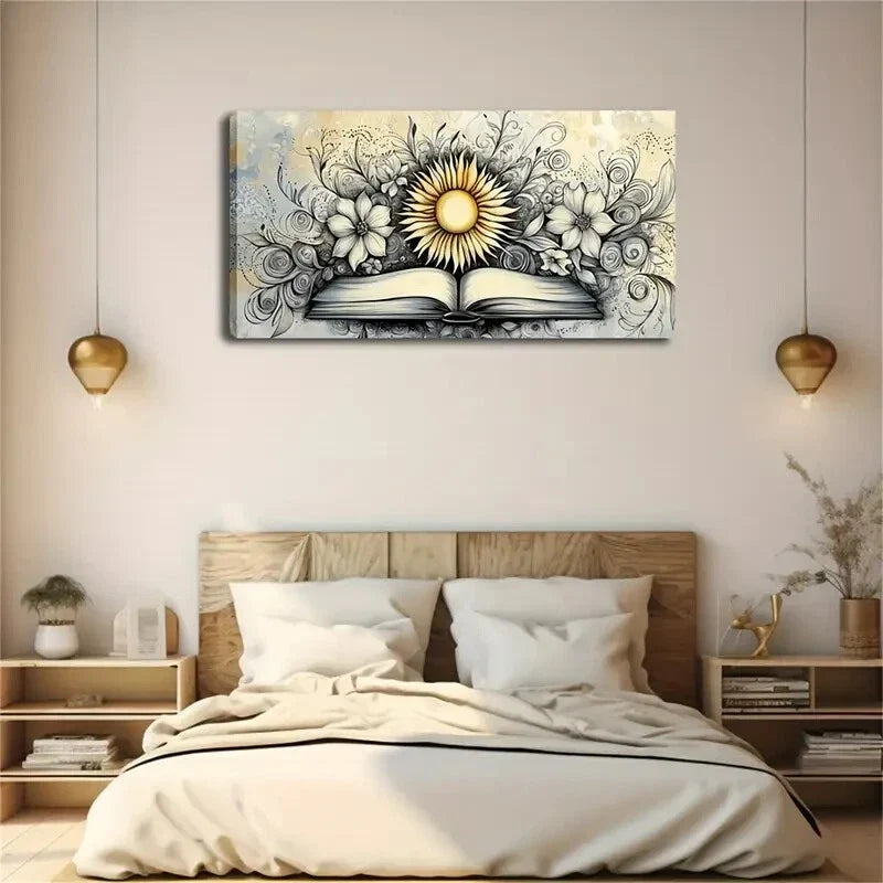 Sunflowers And Flower Vines Wall Art Canvas Office Home Room Framed 120x60cm