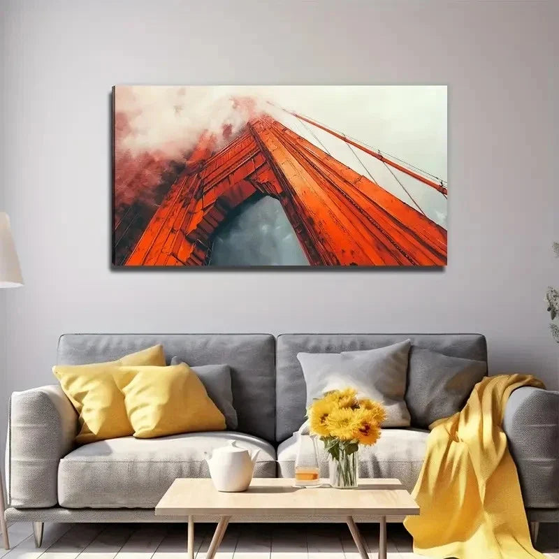 Golden Gate Perfect Wall Art Canvas Office Home Room Framed 80x45cm