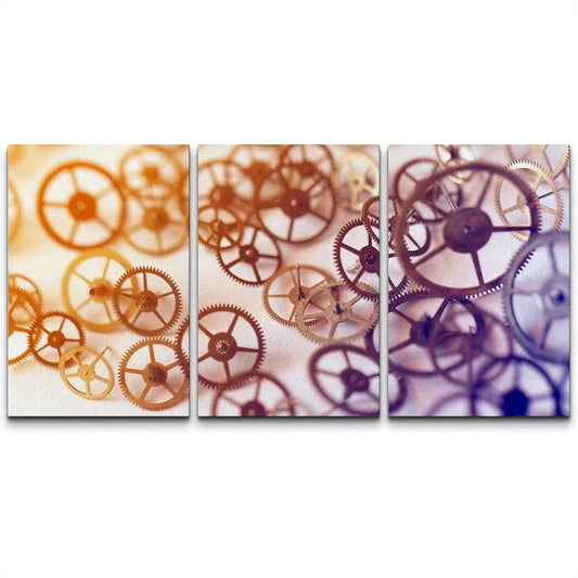 3pcs Purple & Orange Geometric Shapes Metal Print Ready to Hang Art