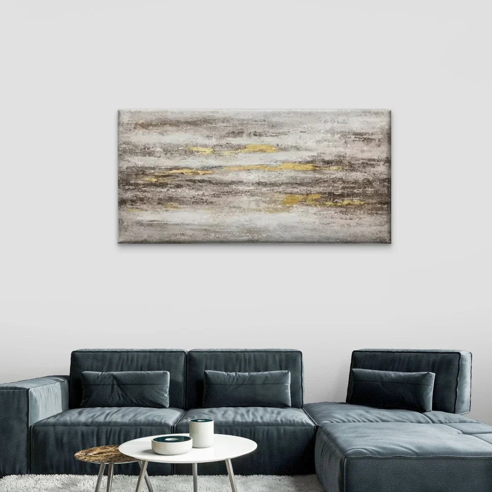 Carpet Grey Yellow Design Wall Art Canvas Office Home Room Framed 80x45cm
