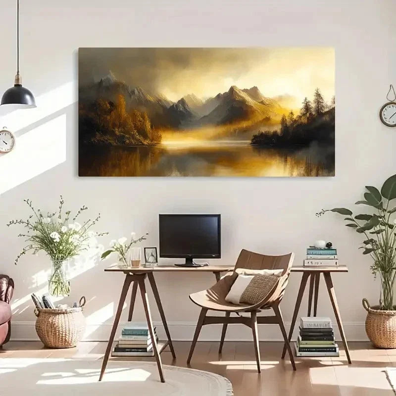 Misty Mountain Autumn Scenery Wall Art Canvas Office Home Room Framed 120x60cm