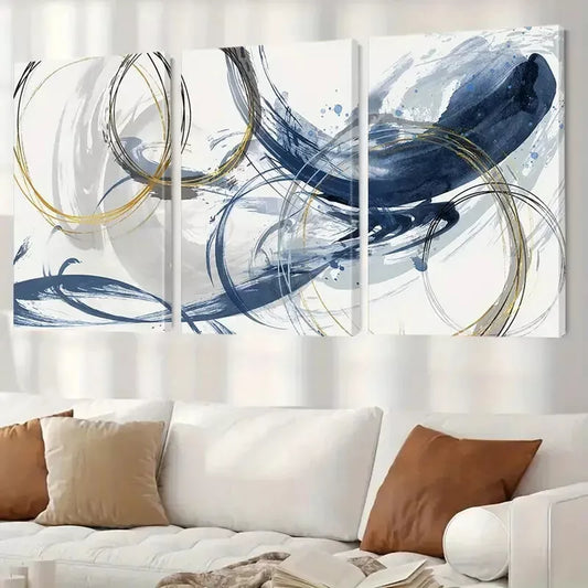 3pcs Abstract Blue Texture Wall Art Set Canvas Framed 40x60cm - High Quality Print 100% Australian Made Wall Canvas Ready to Hang