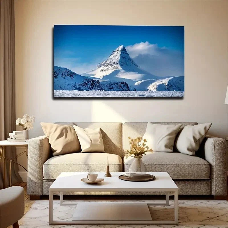 Towering Snow Mountain Wall Art Canvas Office Home Room Framed 80x45cm