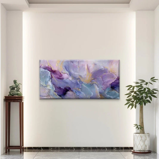 Bohemian with Purple Abstract Wall Art Canvas Office Home Room Framed 80x45cm