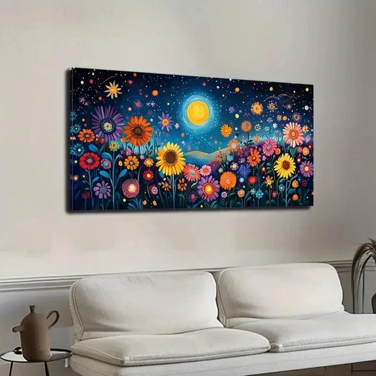 Vibrant Under Stars Design Wall Art Canvas Office Home Room Framed 120x60cm