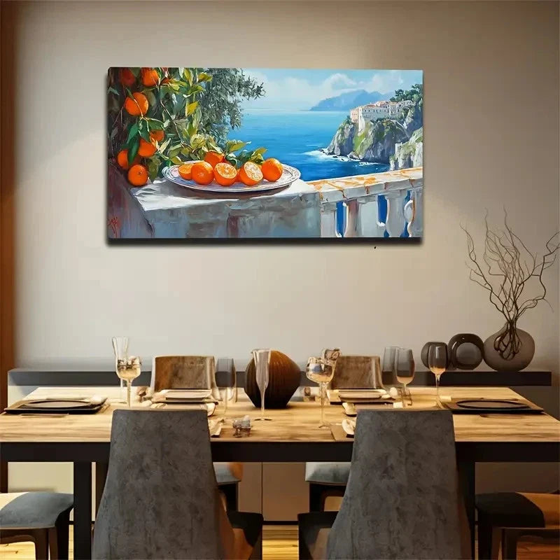 A Plate Of Orange Fruits Wall Art Canvas Office Home Room Framed 120x60cm