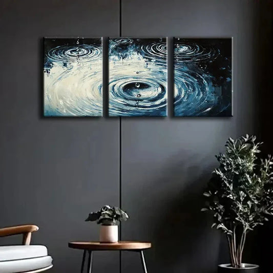 3pcs Raindrops on Water Dark Alone Perfect Wall Art Set Canvas Framed 40x60cm - High Quality Print 100% Australian Made Wall Canvas Ready to Hang
