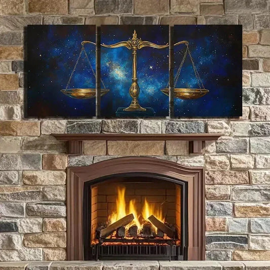 3pcs Galaxy Scale of Justice Triptych Wall Art Set Canvas Framed 40x60cm - High Quality Print 100% Australian Made Wall Canvas Ready to Hang