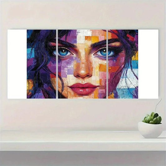 3pcs Beautiful Lady Vibrant Colourful Metal Print Ready to Hang Art