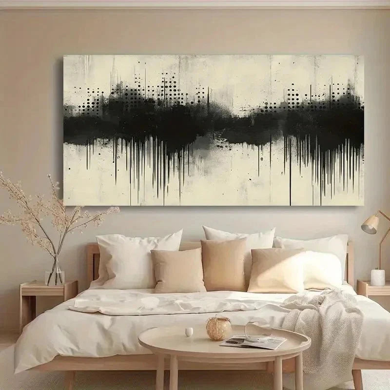 Bold Brush Strokes & Dots Wall Art Canvas Office Home Room Framed 120x60cm
