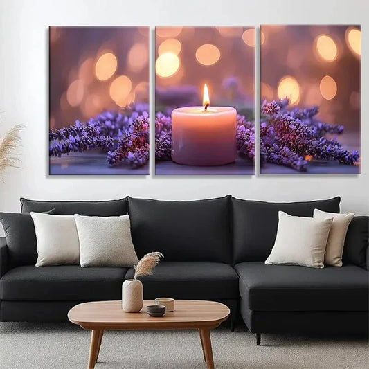 3pcs Soft Purple Hues Cozy Atmosphere Perfect Wall Art Set Canvas Framed 40x60cm - High Quality Print 100% Australian Made Wall Canvas Ready to Hang