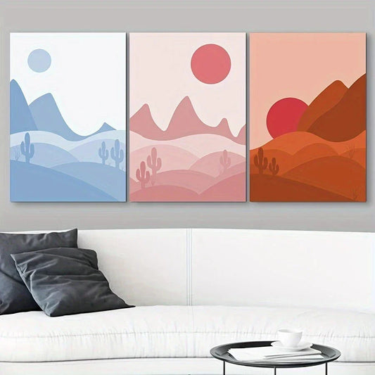 3pcs Abstract Forest Summer Sunset Metal Print Ready to Hang Art