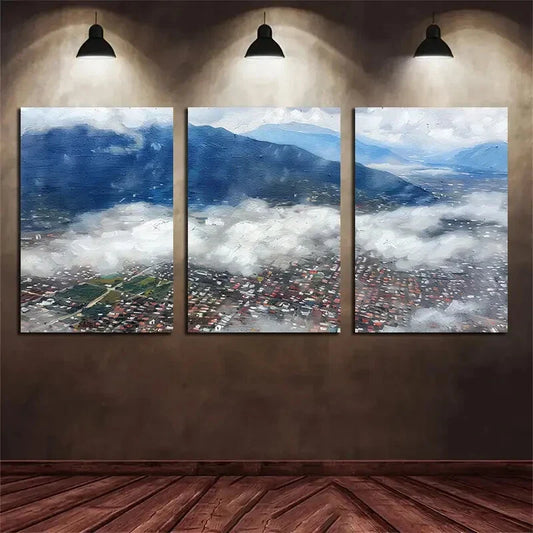 3pcs Aerial Landscape Photography Metal Print Ready to Hang Art
