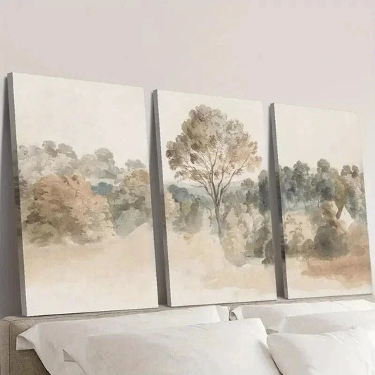 3pcs Antique Rural Nature Landscape Wall Art Set Canvas Framed 40x60cm - High Quality Print 100% Australian Made Wall Canvas Ready to Hang
