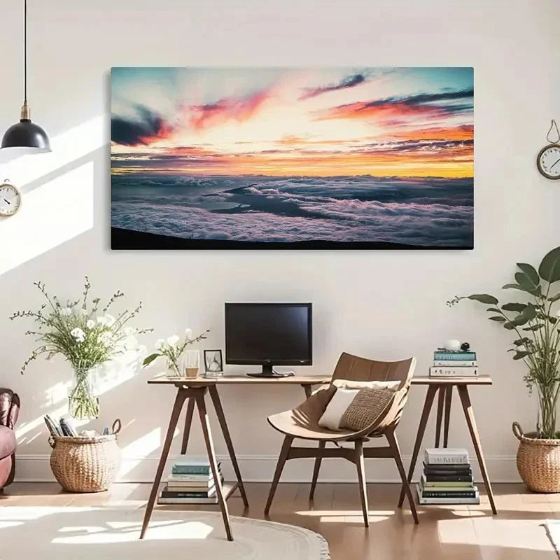 Vibrant Sky Contrast Modern Wall Art Canvas Office Home Room Framed 80x45cm