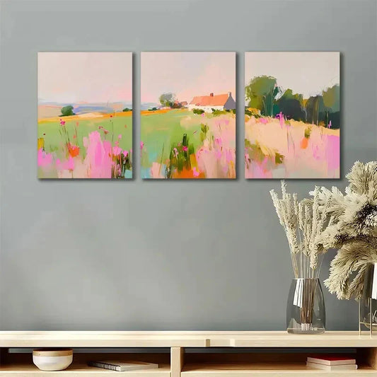3pcs Abstract Brush Strokes Scenery Metal Print Ready to Hang Art