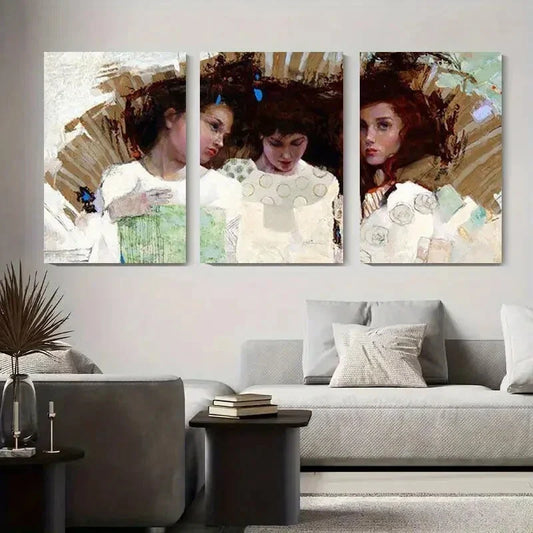 3pcs Abstract Portrait Female Faces Metal Print Ready to Hang Art