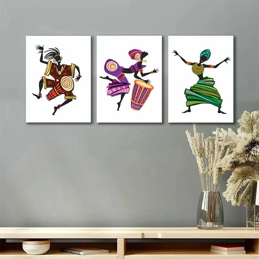 3pcs Traditional Instruments Colorful Dance Metal Print Ready to Hang Art