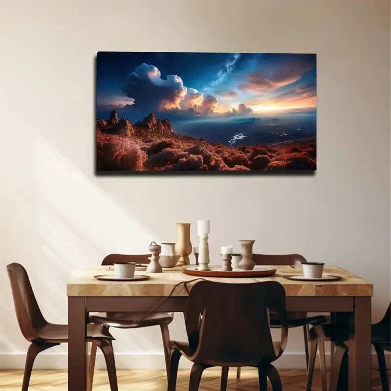 Desert Under The Sky Wall Art Canvas Office Home Room Framed 80x45cm