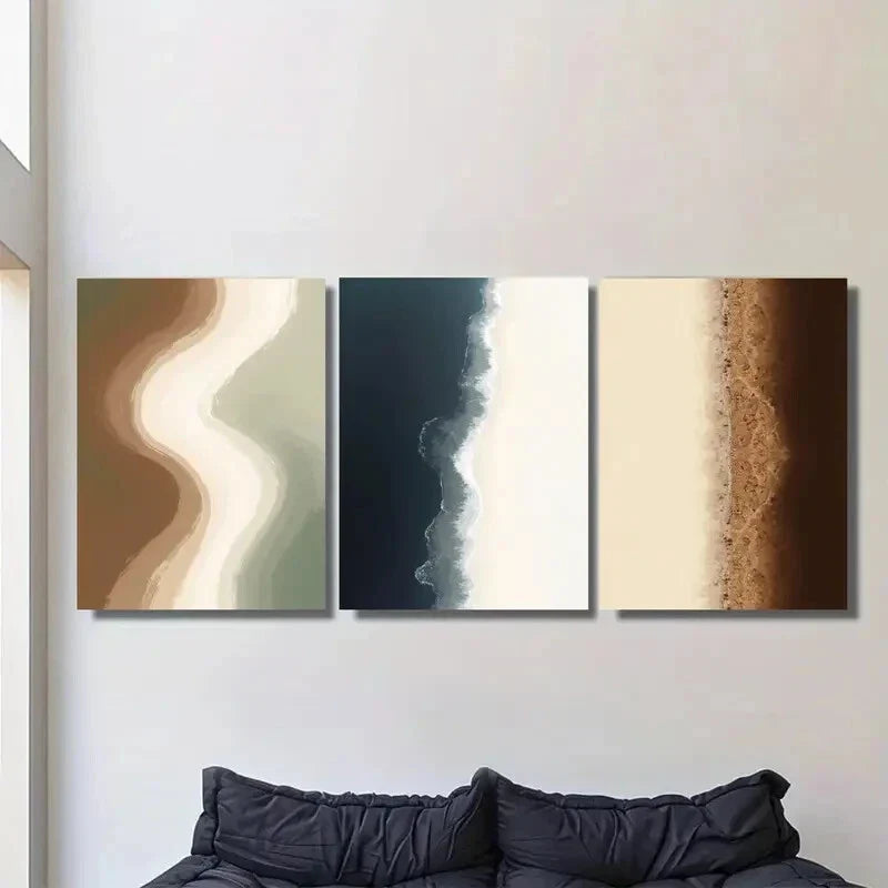 3pcs Abstract Modern Vertical Elegant Classic Metal Print Ready to Hang Art
