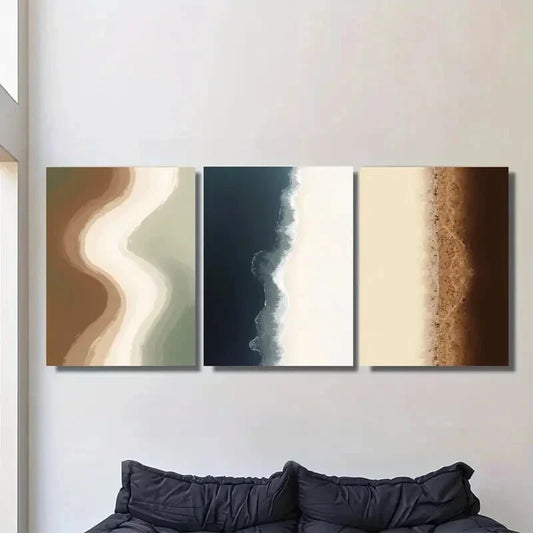 3pcs Abstract Modern Vertical Elegant Classic Metal Print Ready to Hang Art