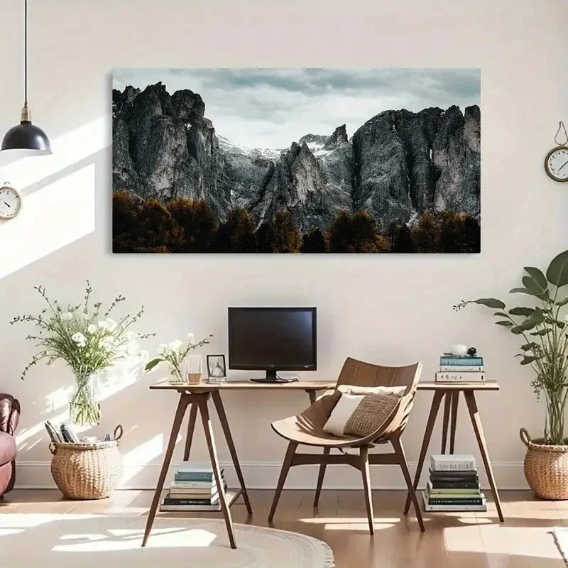 Style Peaks Forests Mountain Wall Art Canvas Office Home Room Framed 120x60cm