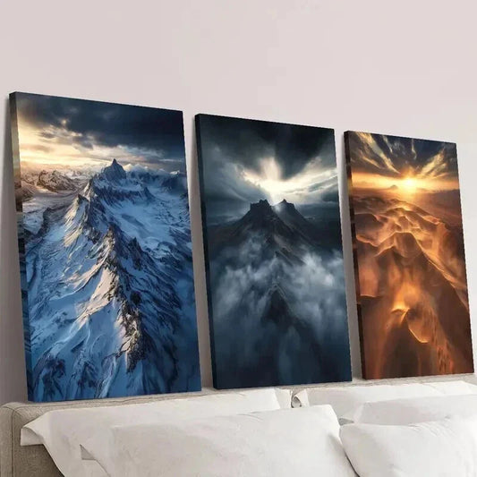 3pcs Mountains Desert Landscape Sand Dunes Wall Art Set Canvas Framed 40x60cm - High Quality Print 100% Australian Made Wall Canvas Ready to Hang