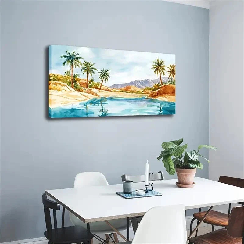 Minimalist Desert Palm Trees Wall Art Canvas Office Home Room Framed 120x60cm