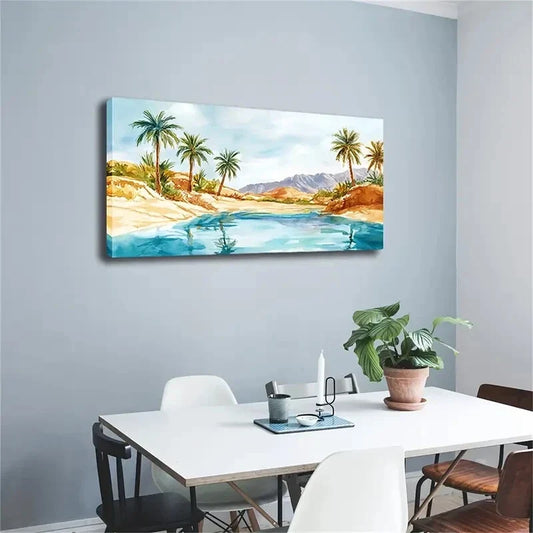 Minimalist Desert Palm Trees Wall Art Canvas Office Home Room Framed 120x60cm