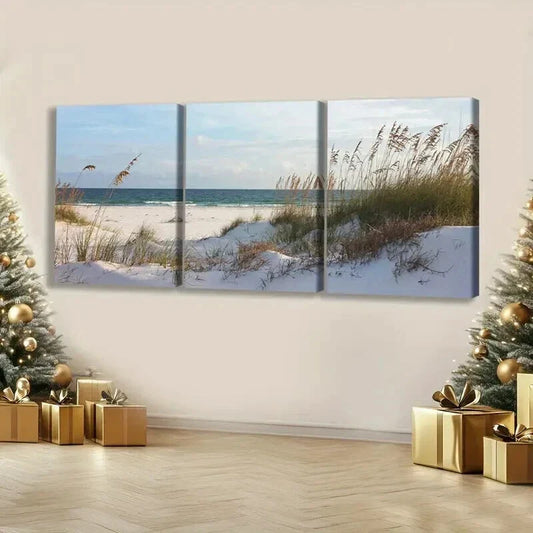 3pcs Coastal Beach Seascape Landscape Wall Art Set Canvas Framed 40x60cm - High Quality Print 100% Australian Made Wall Canvas Ready to Hang