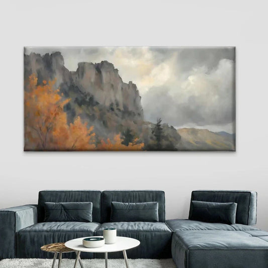 Autumn Mountain Landscape Wall Art Canvas Office Home Room Framed 80x45cm
